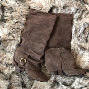Naughty Monkey brown suede heeled boots